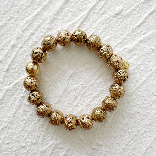 14K Gold Dipped Lava Stone