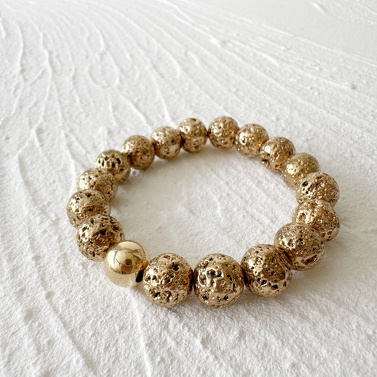 14K Gold Dipped Lava Stone