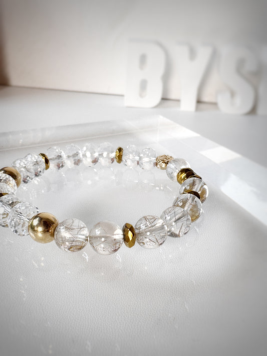 Golden Rutilated Quartz and Clear Quartz