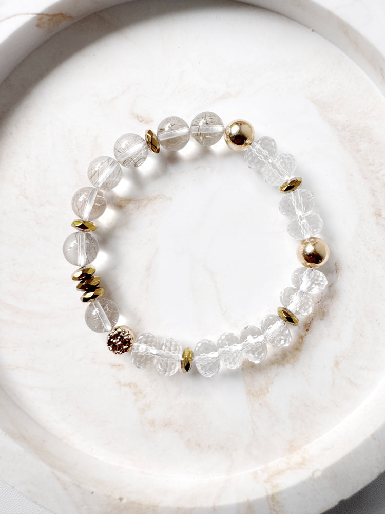 Golden Rutilated Quartz and Clear Quartz