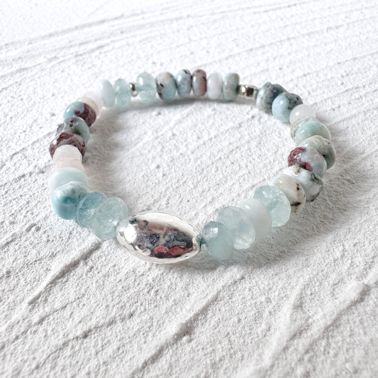 Opal, Morganite and Sterling Silver Bravelet