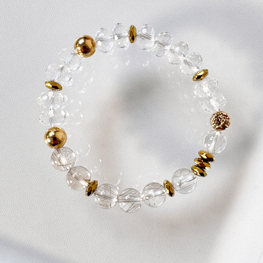 Golden Rutilated Quartz and Clear Quartz