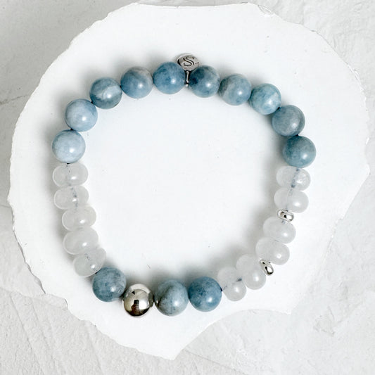 Aquamarine and White Agate