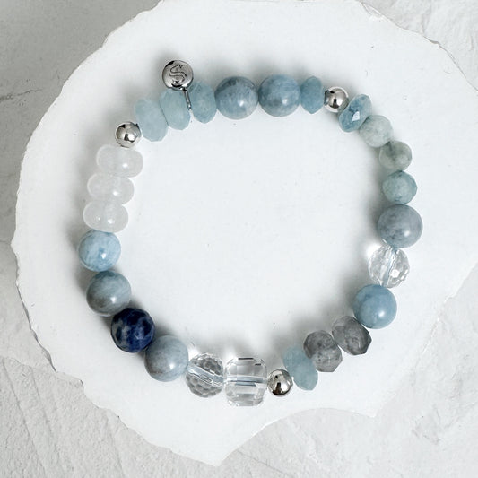 Aquamarine, Clear Quartz and Agate