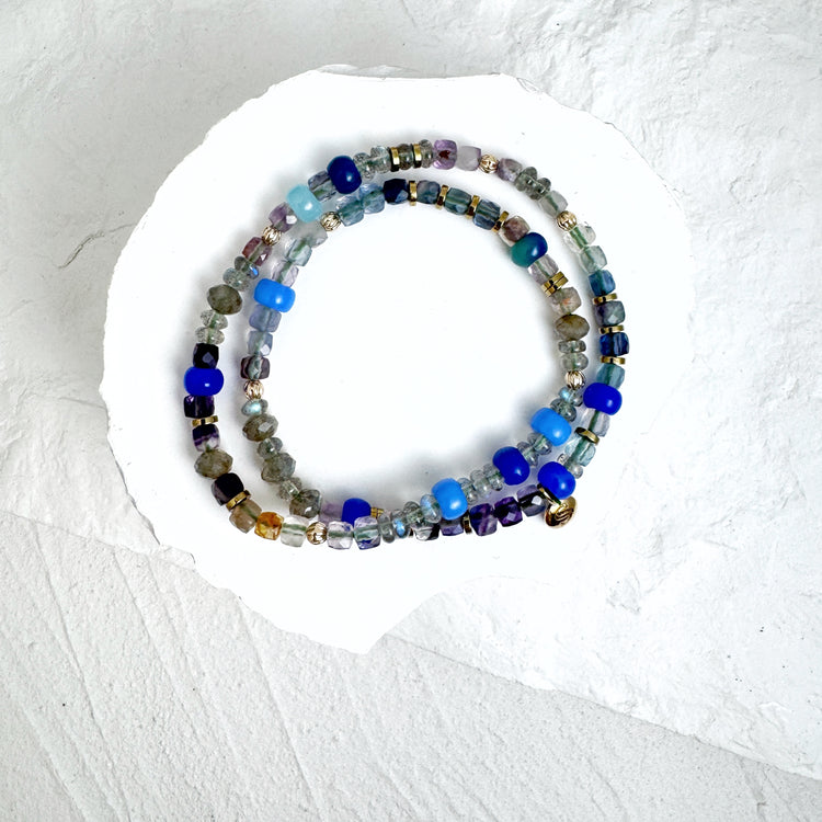 Fluorite, Labradorite and Agate