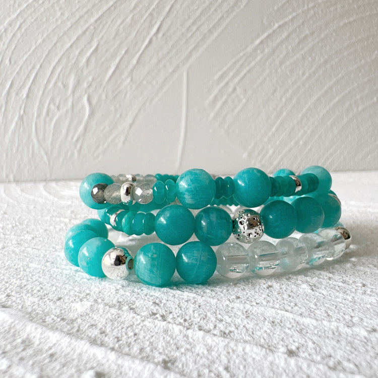 Amazonite et Quartz Fantôme