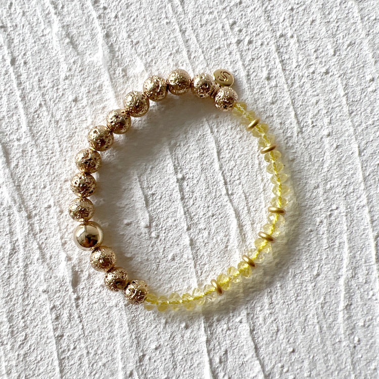 14K Gold Dipped Lava Stone and Citrine
