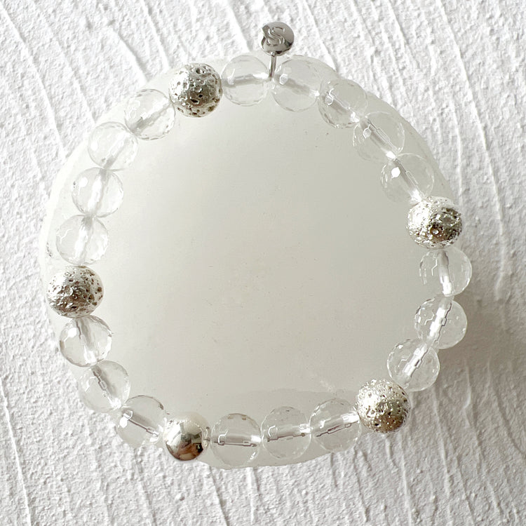 Clear Quartz and Lava Stone
