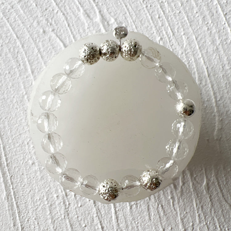 Clear Quartz and Lava Stone