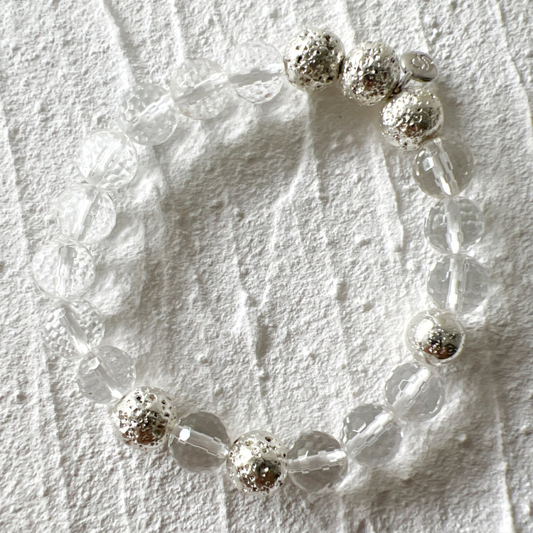 Clear Quartz and Lava Stone