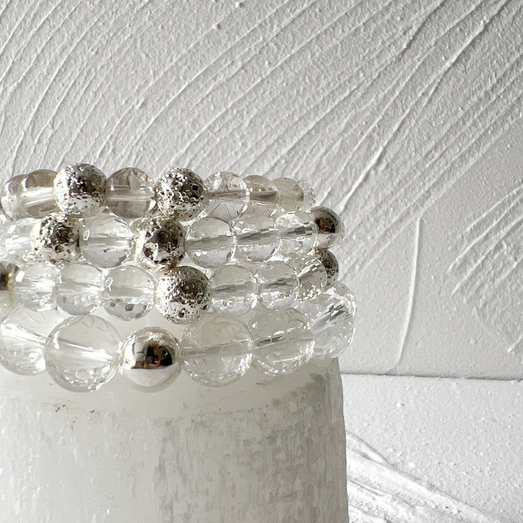 Clear Quartz and Lava Stone