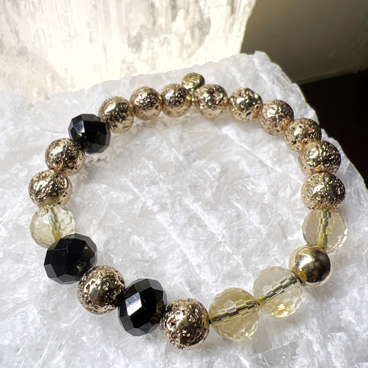 Lava Stone, Black Agate and Citrine