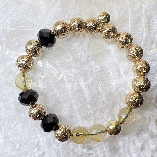 Lava Stone, Black Agate and Citrine