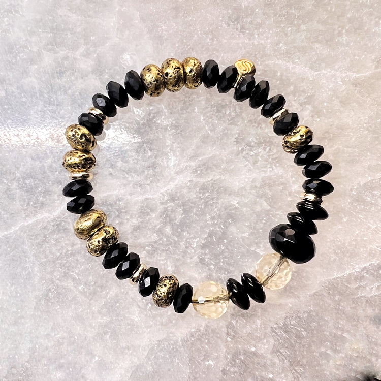 Lava Stone, Black Agate and Citrine