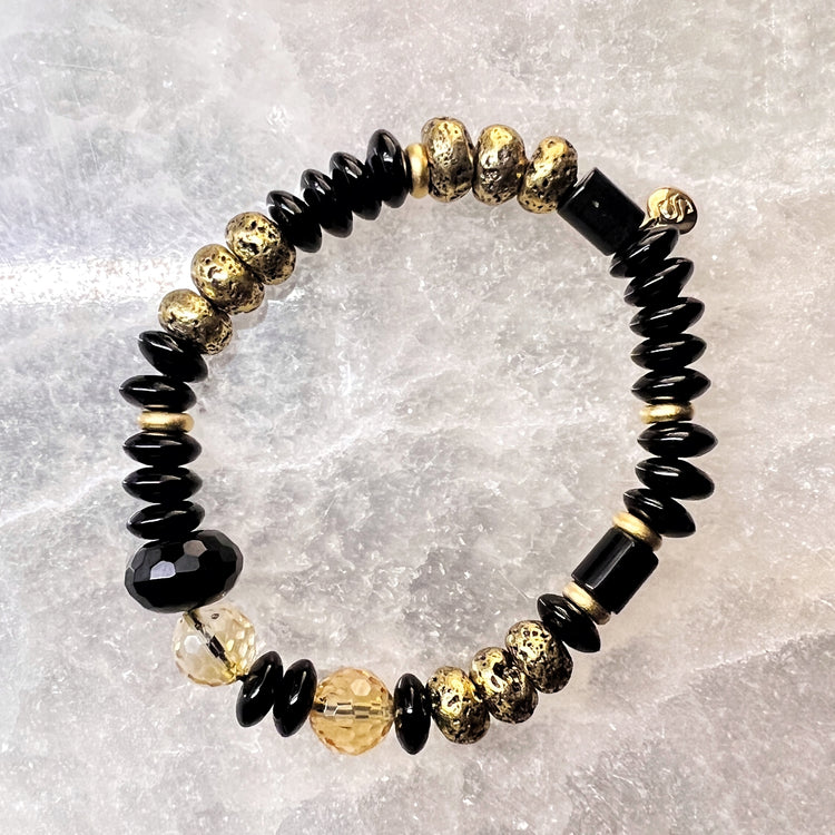 Lava Stone, Black Agate and Citrine