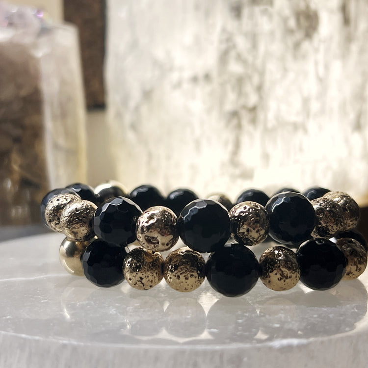 Lava Stone and Black Agate