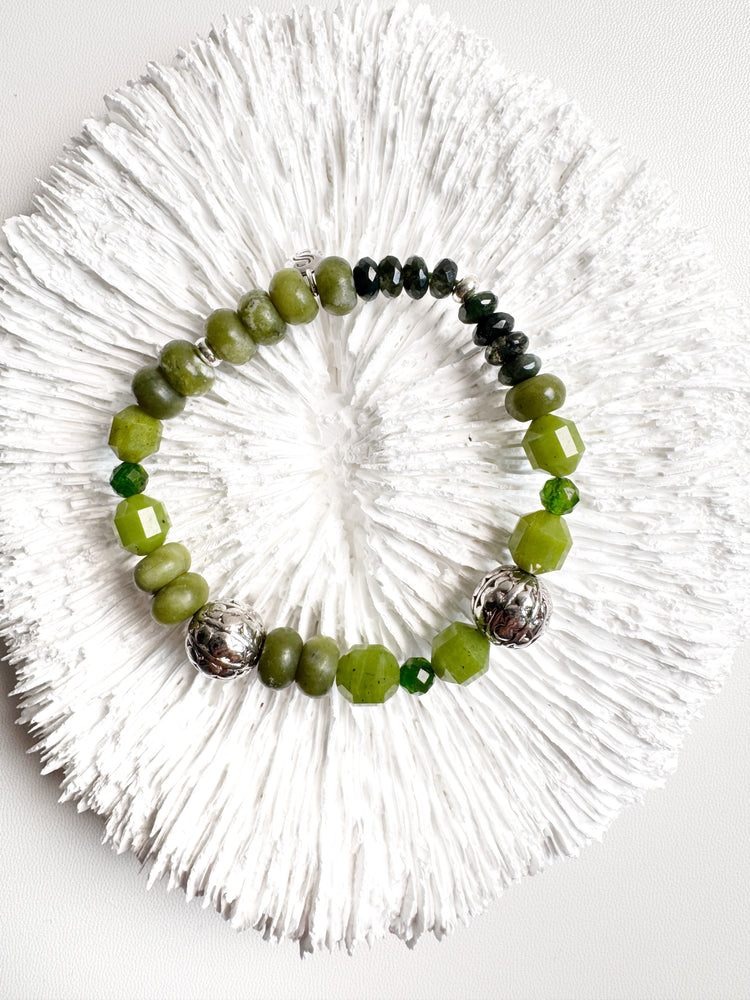 Jade, Moss Agate and Diopside