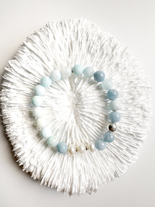 Larimar, Aquamarine and Pearl