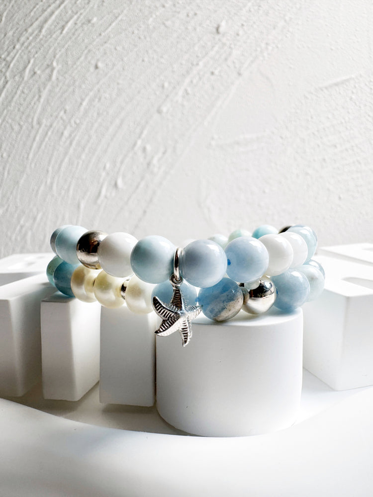 Larimar, Aquamarine and Pearl