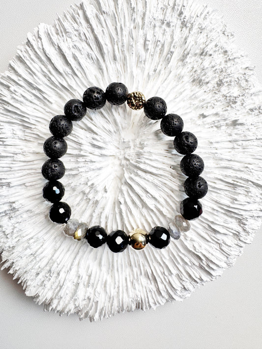 Lava Stone, Labradorite and Obsidian