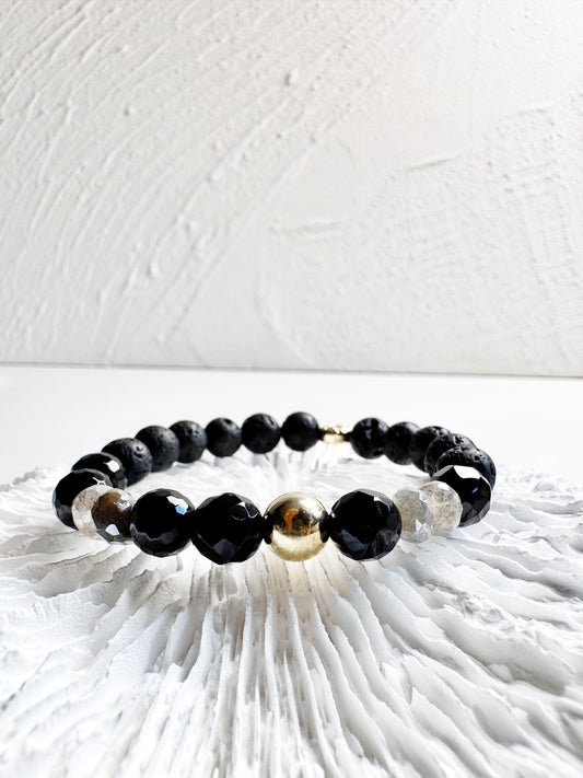 Lava Stone, Labradorite and Obsidian