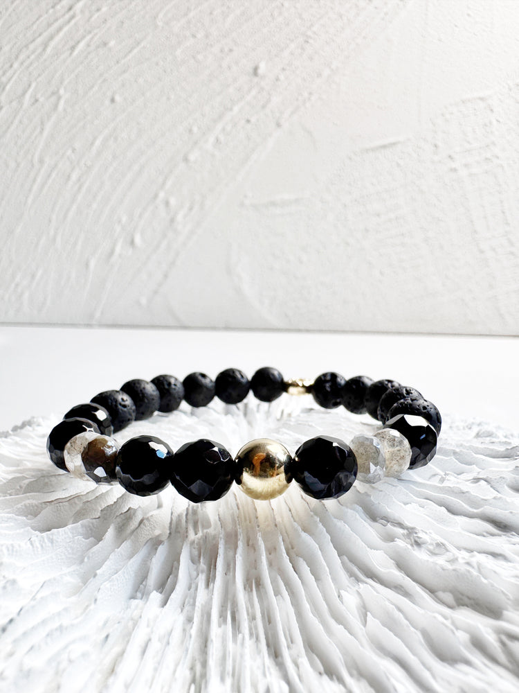 Lava Stone, Labradorite and Obsidian