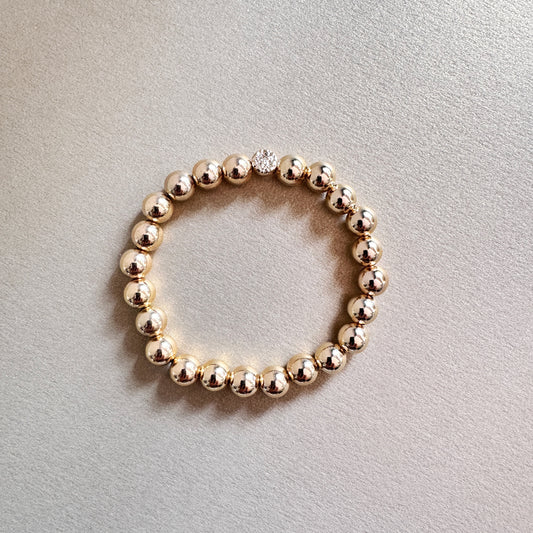 14k Gold Filled Beads Bracelet 8mm