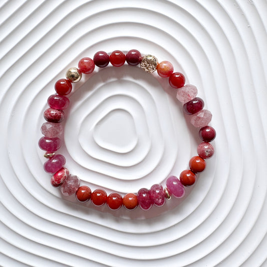 Burmese Red Chalcedony, Nanhong Agate Bracelet