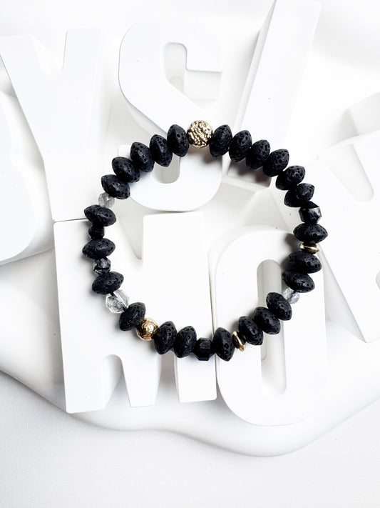 Lava Stone and Black Rutilated Quartz