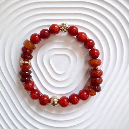 Burmese Red Chalcedony, Nanhong Agate Bracelet