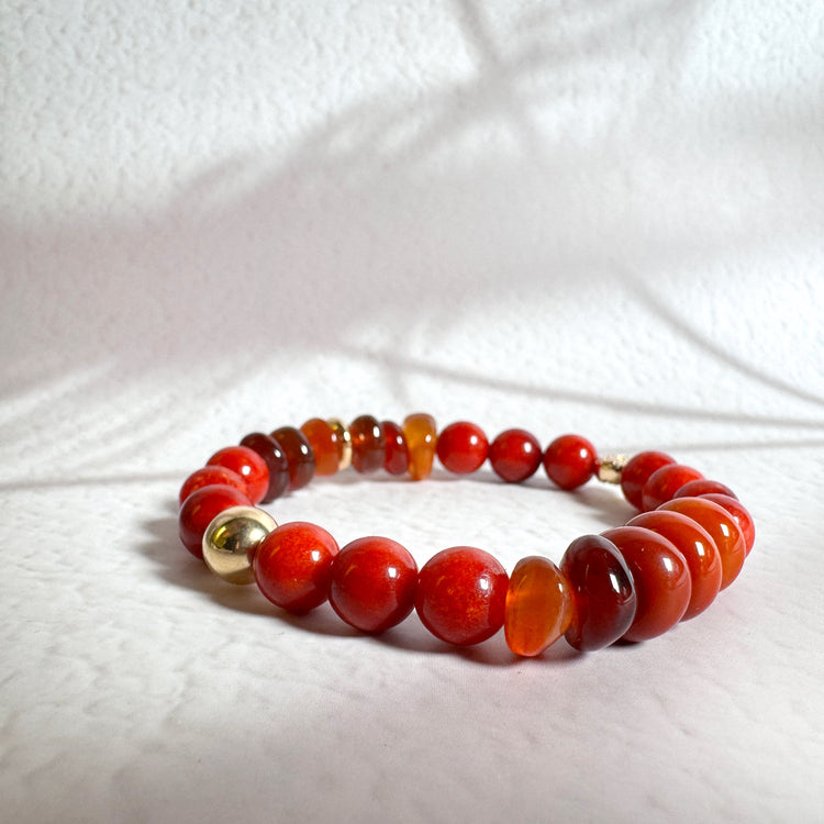 Burmese Red Chalcedony, Nanhong Agate Bracelet