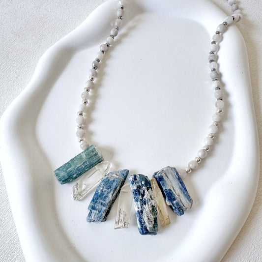Kyanite, Kunzite, Phoenix Agate and Sterling Silver Necklace