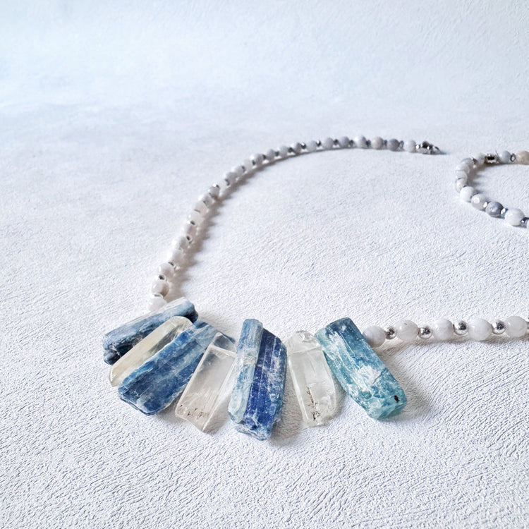 Kyanite, Kunzite, Phoenix Agate and Sterling Silver Necklace