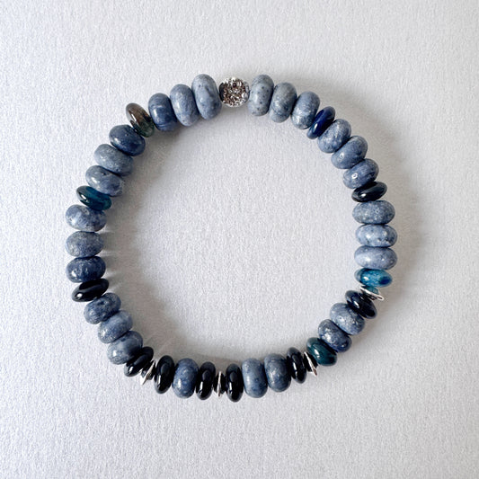 Dumortierite and Sterling Silver Bracelet