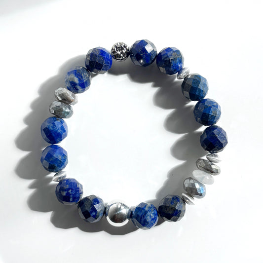 Lapis Lazuli and Labradorite Bracelet with Sterling Silver