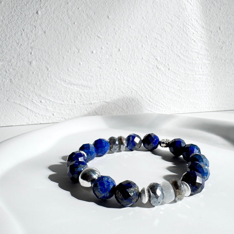 Lapis Lazuli and Labradorite Bracelet with Sterling Silver