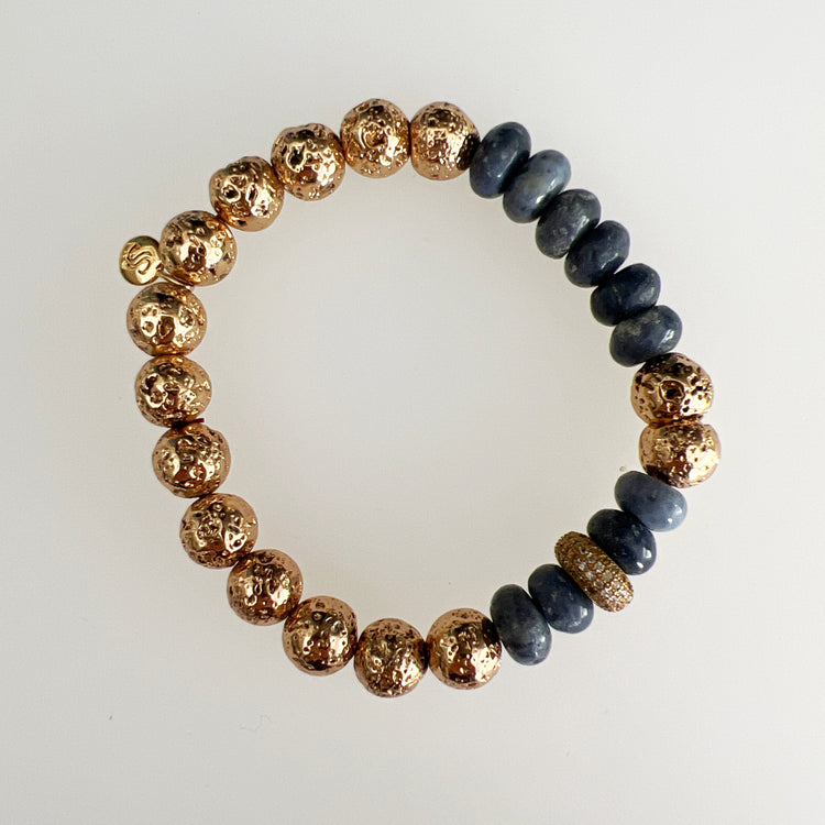 Blue Bamboo Coral and Gold Dipped Lava