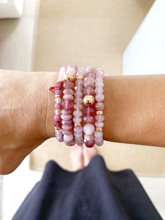 Pink Tourmaline and Moonstone