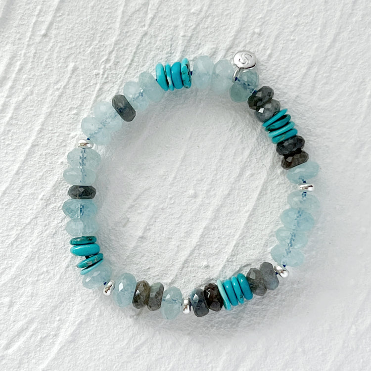 Aigue-marine, turquoise et labradorite