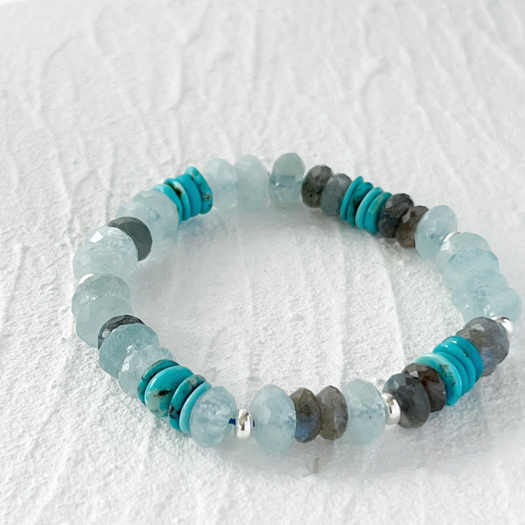 Aigue-marine, turquoise et labradorite
