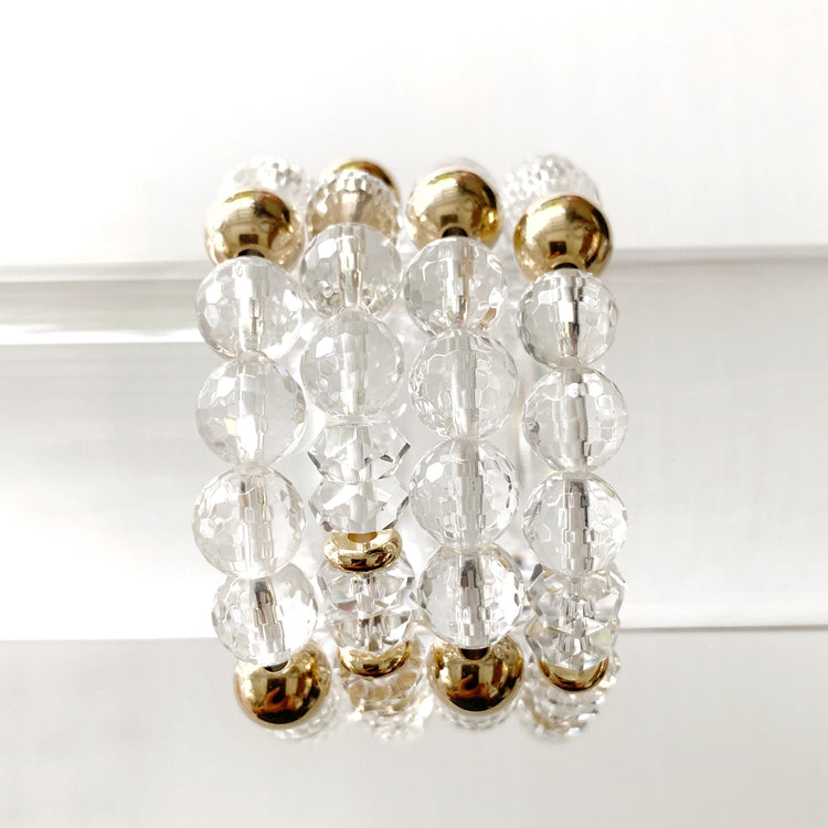 Clear Quartz with Gold Filled Beads