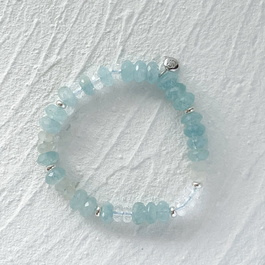 Aquamarine, Clear Quartz and Moonstone