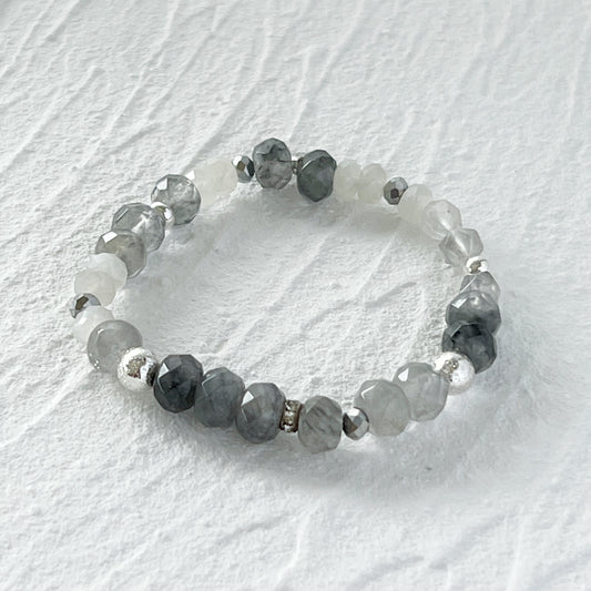 Grey Agate, Moonstone and Hematite