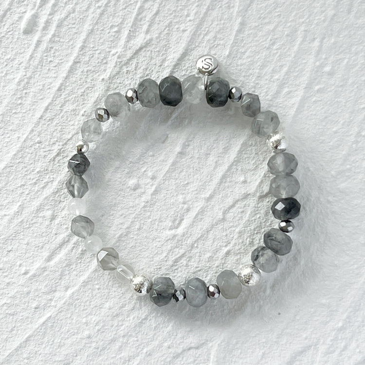 Grey Agate, Moonstone and Hematite