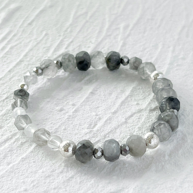 Grey Agate, Moonstone and Hematite