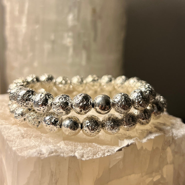 Silver Dipped Lava Stone
