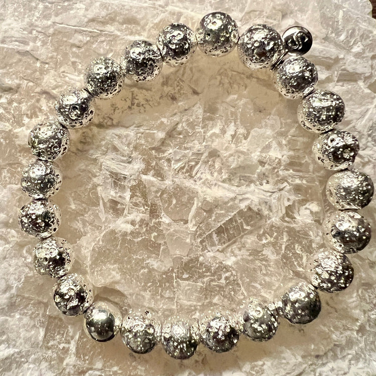 Silver Dipped Lava Stone