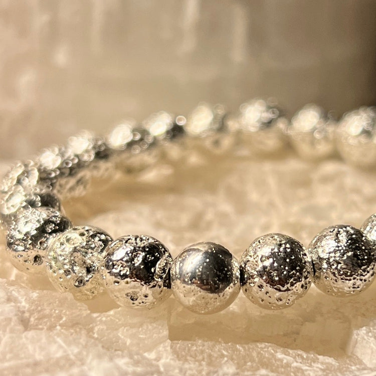 Silver Dipped Lava Stone