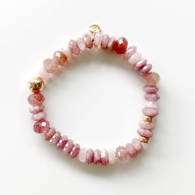Strawberry Quartz, Tourmaline and Morganite