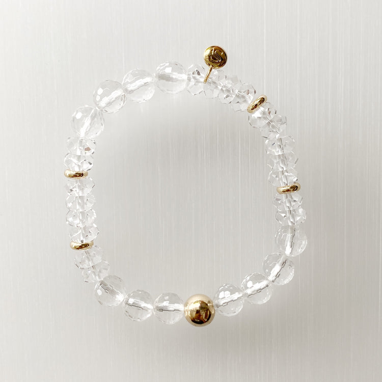 Clear Quartz with Gold Filled Beads